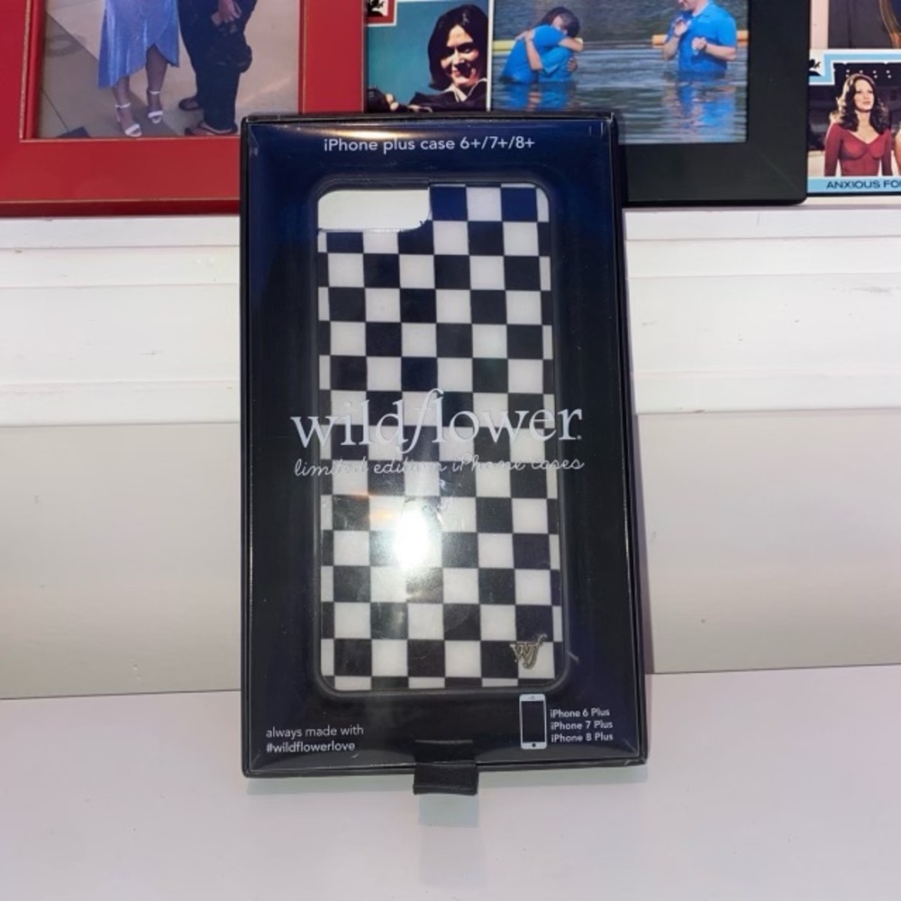 Wildflower checkered phone case